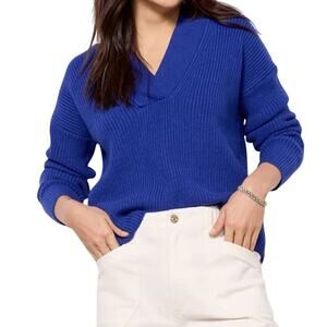 Everve Avery V-Neck Womens Cobalt Blue Pullover Sweater Size Large